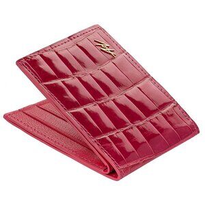 Handcrafted Luxury Wallet – Natural Alligator Leather - Lacquer Pink Color